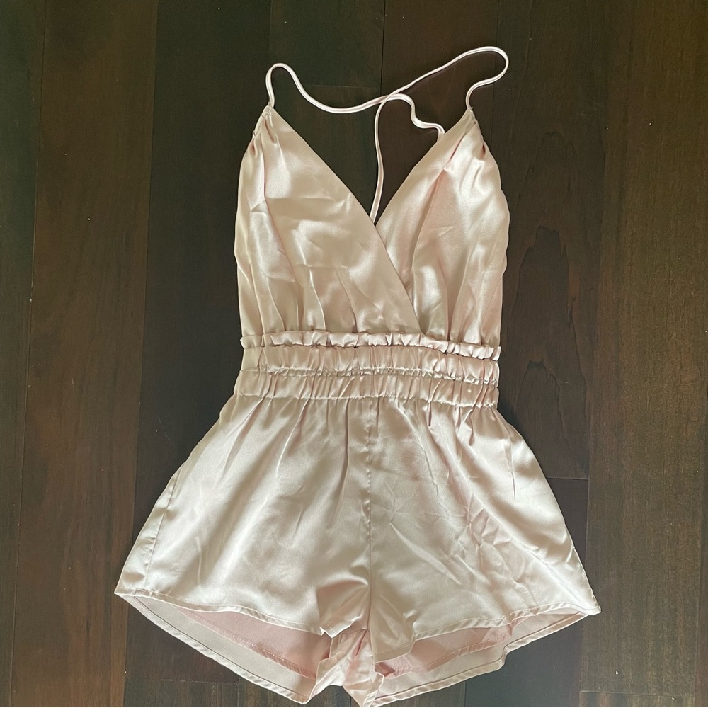 Elegant Pink Satin Romper